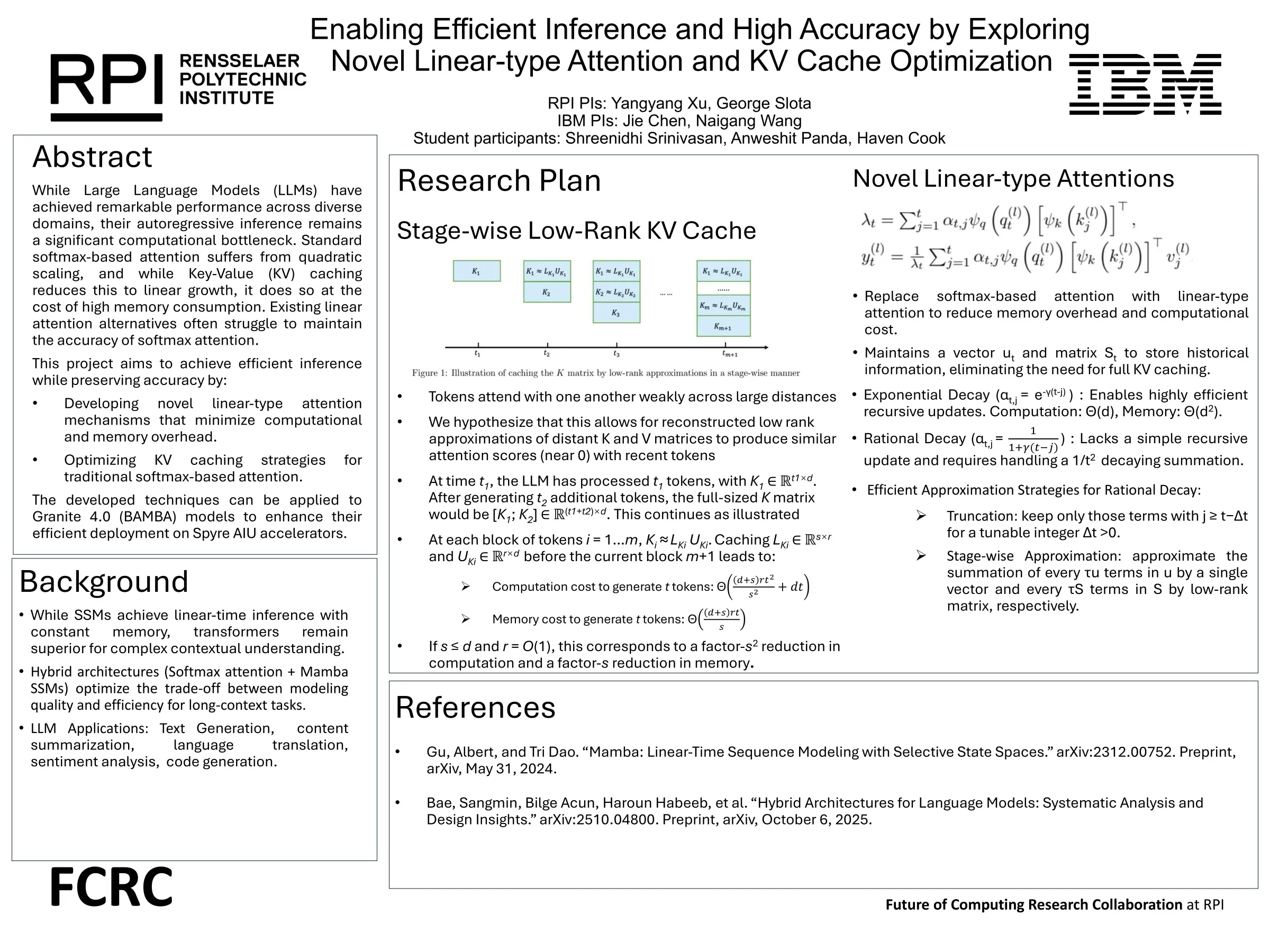 Poster: Enabling Efficient Inference via Novel Linear-type Attention and KV Cache Optimization